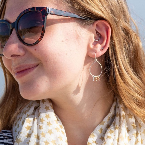 Mixed Metallic Star Charm Teardrop Earrings by Peace of Mind